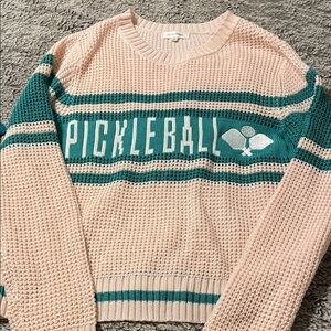Pickleball Graphic Crewneck Sweater - Pink & Teal